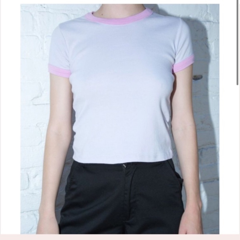 Brandy Melville John Galt Hailie Pink Purple Ringer T-Shirt One Size